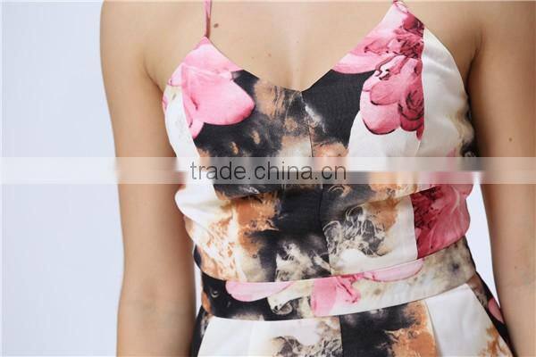 New Arrived Fashion Sleeveless Floral Print Women Jumpsuits