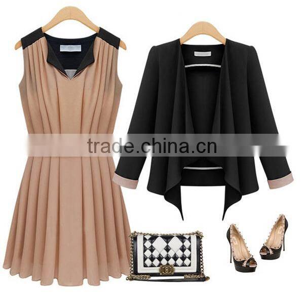 HD-D78 new design OEM factory V-neck women dresses/casual short chiffon dress/party dress