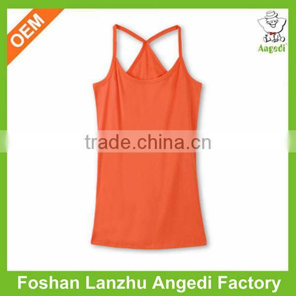 ladies plain blank slim fit tight spaghetti strap top custom gym stringer Cross-Back Tank Top tank top
