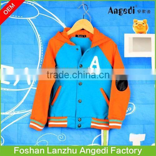 Boy's winter apparel designed hoody baseball jacket fashion and brand designs street boys' overcoat