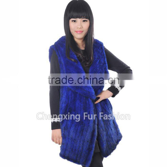 CX-G-B-220E Knit Real Mink Fashion Fur Fashion Fur Vests For Women
