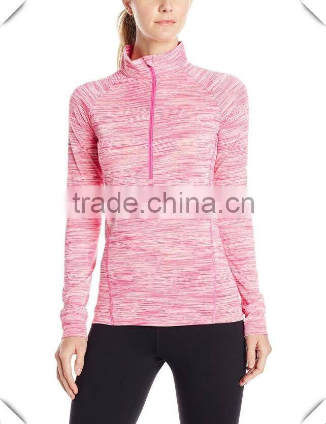 supreme quality lightweight performance heather polyester 1/4 Zip Pullover fitness women sports gym fashion clothing China made