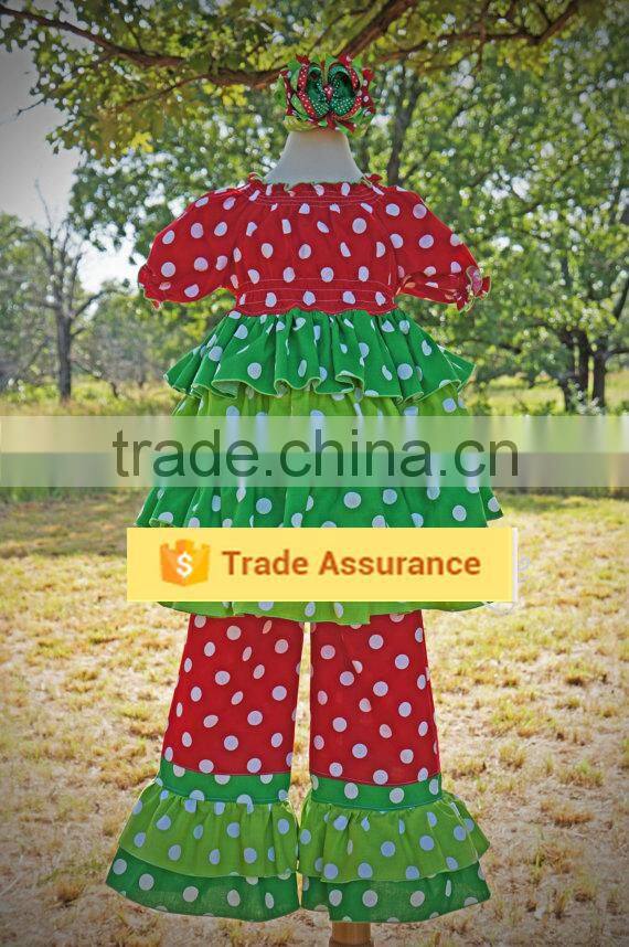 Kids clothes wholesale polka dot outfit for baby winter wear children christmas gifts