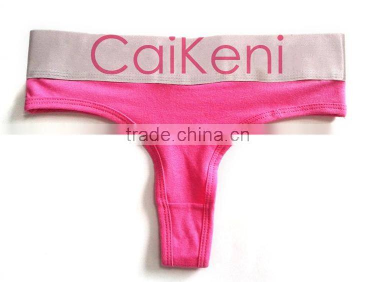 OEM Customized Your Own Brand Logo Design on Elastic Silver Band High Cut G-String Hipster Cotton Lady Boxer Briefs Women Briefs