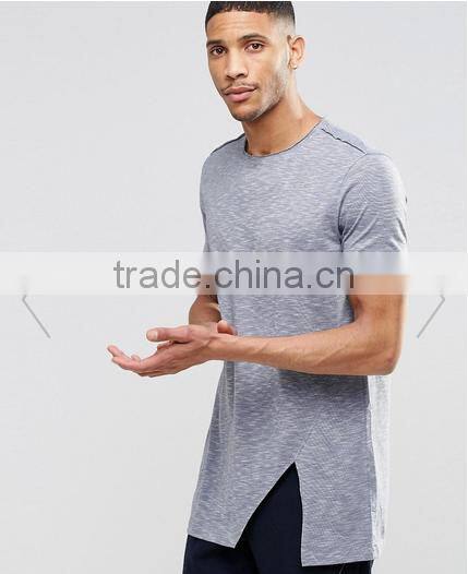 Alibaba china supplier o neck t shirt Irregular cutting mens t shirt