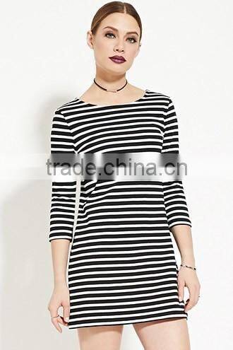 Classic stripes straight 7 minutes of sleeve dress