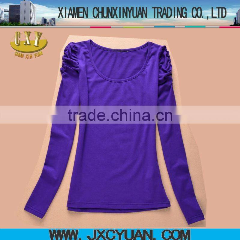 pure white blank white long sleeve t shirt for women