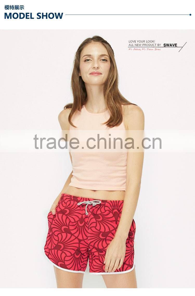 Digital Printed Ladies Hign Quality Sports Shorts Ready Made Women Swim Wear