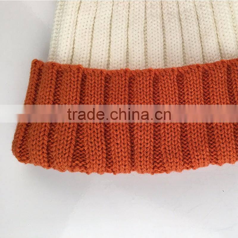 Myfur Fashion Women Bi-color Wool Beanie Hat with Real Raccoon Fur Bobble Poms