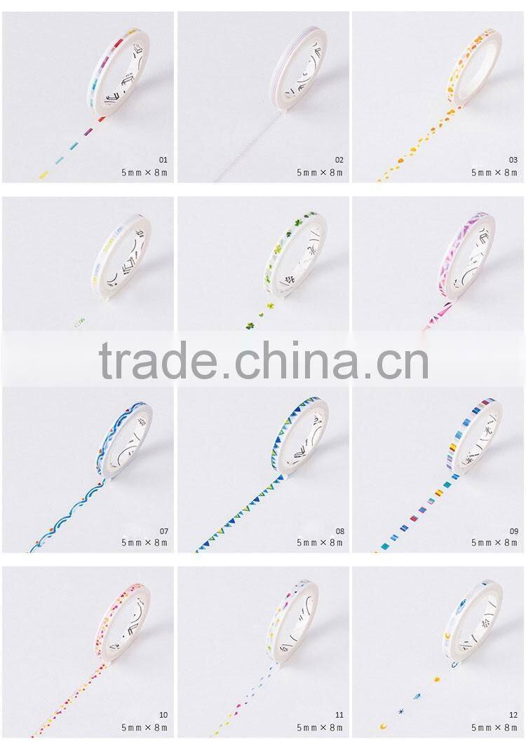 5mm*8m decoration washi paper customized adhesive paper planner accessories