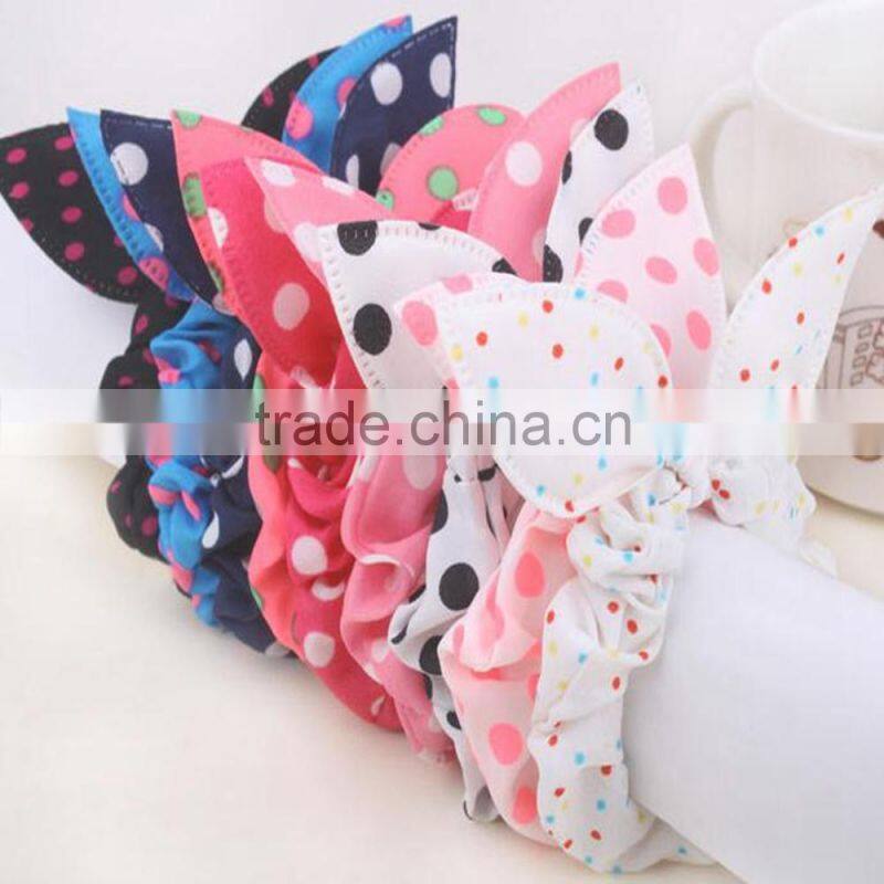 Fashion Rabit Ears Elastic HairBands Dot Print Chiffon Hair Ring