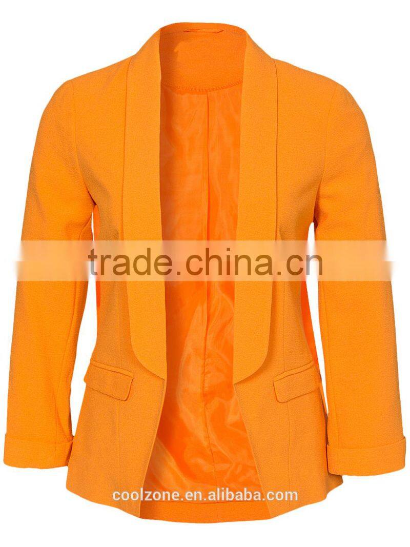 Fashion shawl lapels open front jacket women crepe jacket 2015