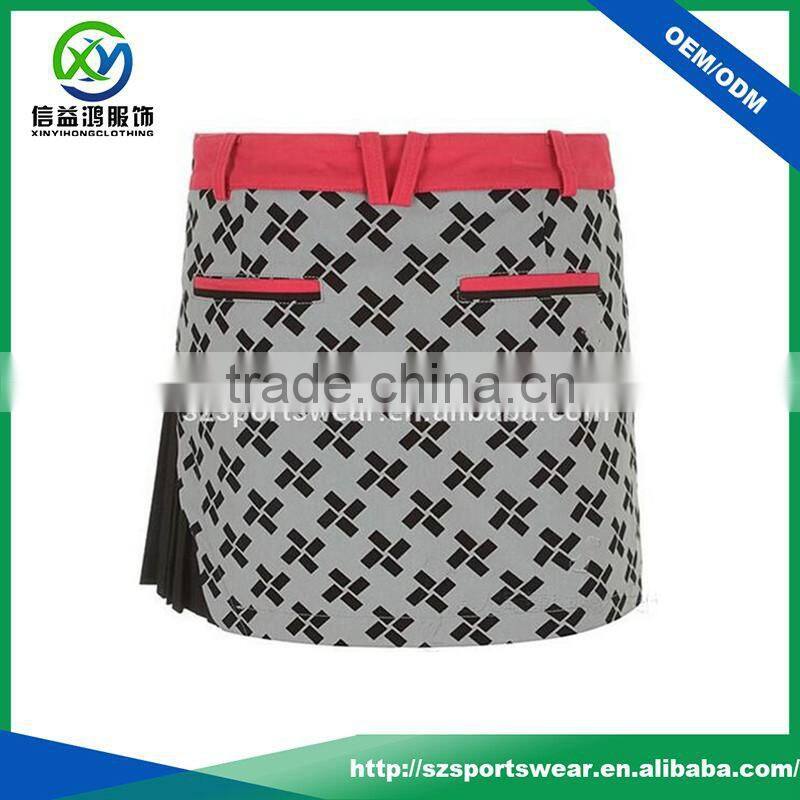 2016 hot sell contrast color combination fashion golf skirt with short