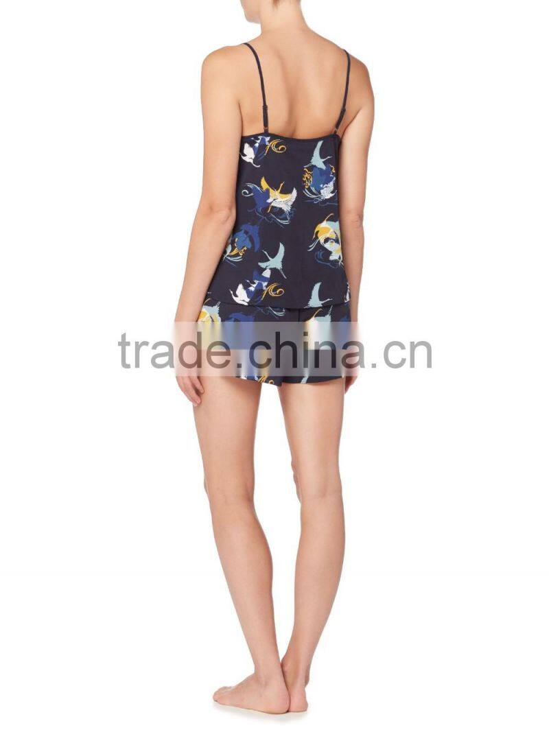 2017 Wholesale custom ladies Cami Pajama Top cheap sexy full printing sexy pajamas set