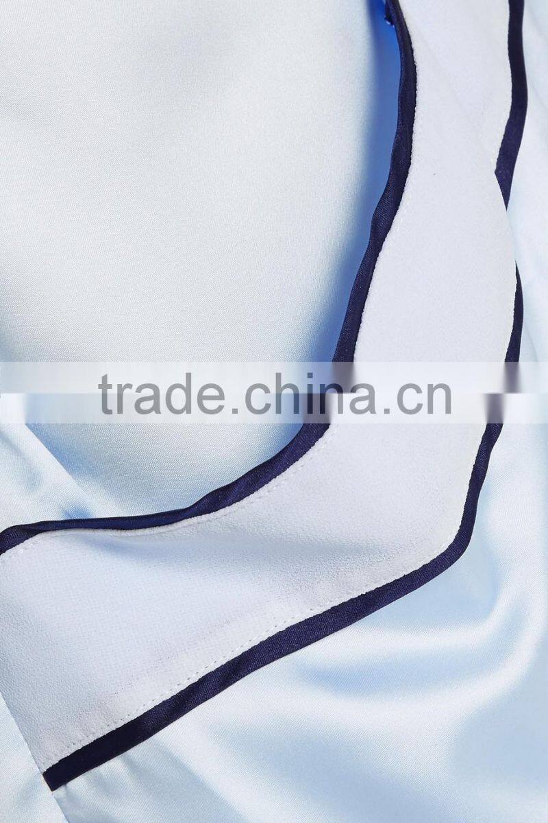Custom Made 100% Polyester Hand Wash Sky-Blue Silk Night Gown for Women