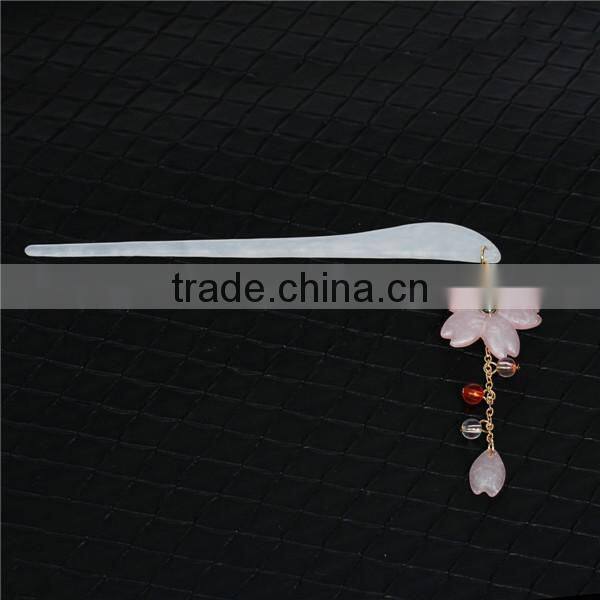 Resin Wedding Hairpins Light Pink White & Red Flower 13.8cm