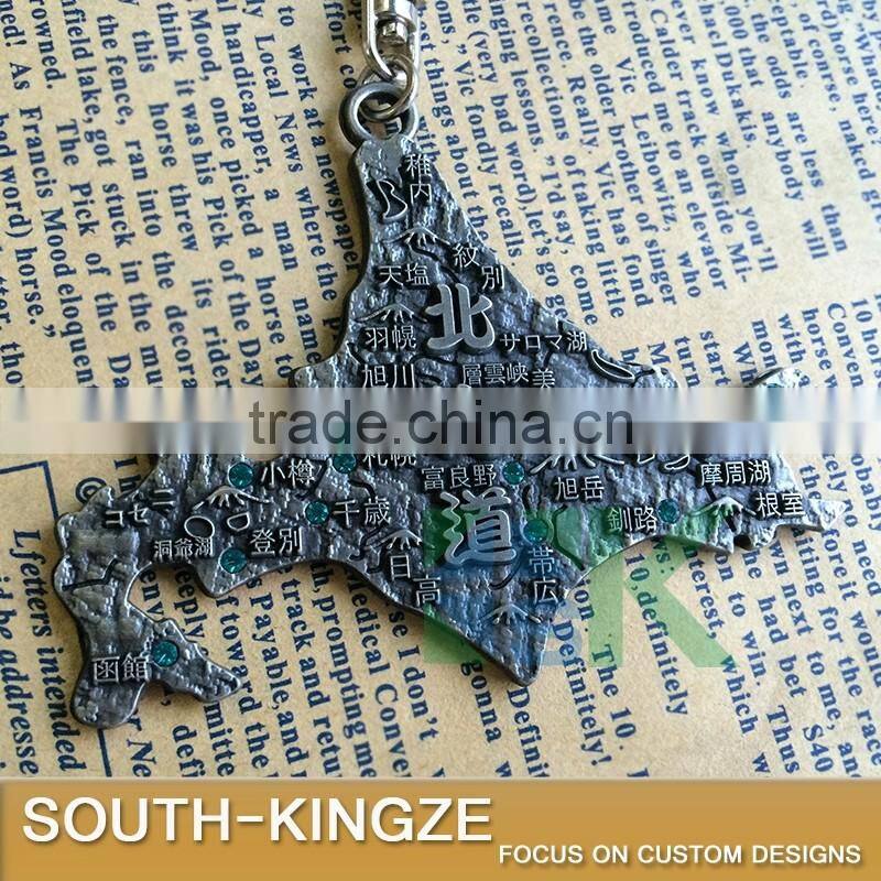 Japan Hokkaido Map Metal Alloy Keychain