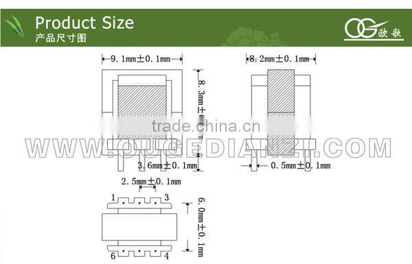 EE8.3 EE8.3 vertical power transformer pin 3+3, 24V 12V 5V flyback transformer price