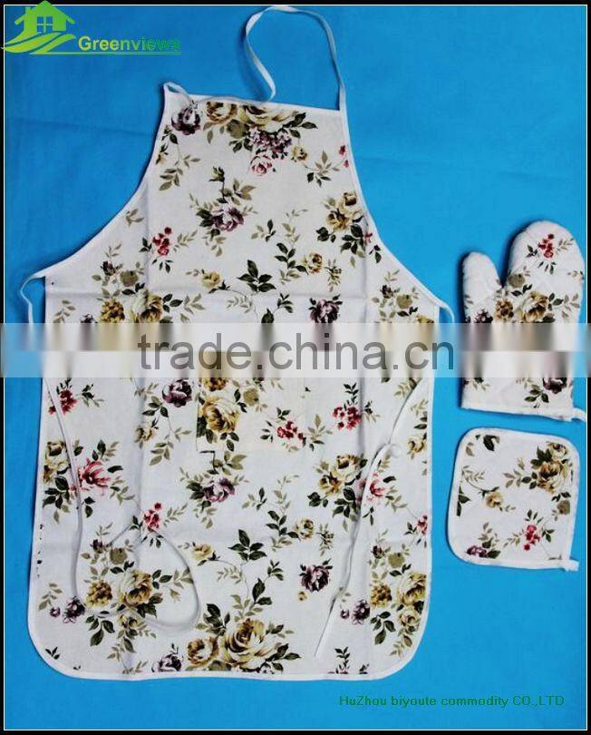 Kitchen apron oven mitt set apron set christmas towel&kitchen set&pot holder 3pcs/set