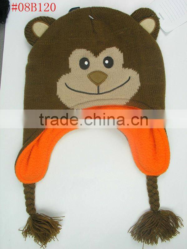 carton knitted cap with braid earflap