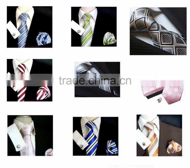 Fashion silk tie set with cufflinks and scarf