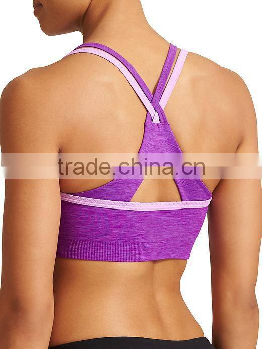 Custom Factory OEM Service Yoga Wear Sexy Polyester Spandex X Back Sports Bra