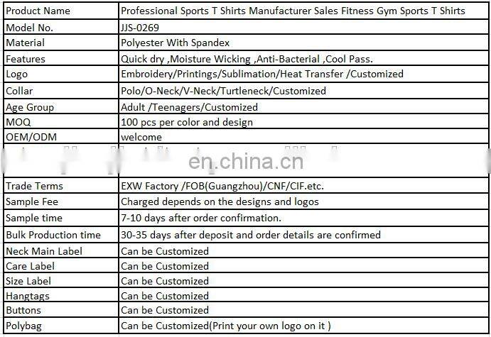 Professional Sports T Shirts Manufacturer Sales Fitness Gym Sports T Shirts