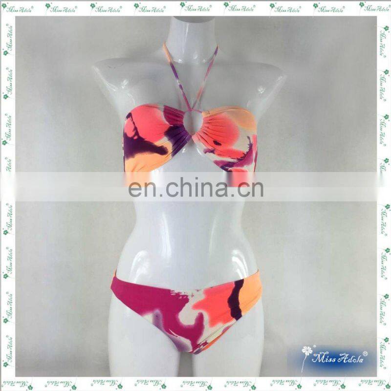 MissAdola illusion two pieces digital print swimsuit brazilian bikini ,sexy micro bikini , woman swimwear (REF-01)
