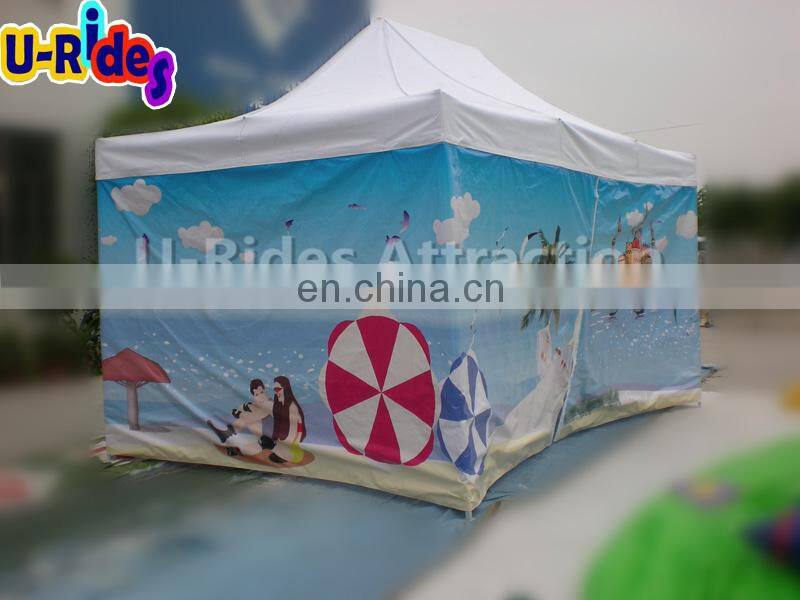White Color Steel Frame Folding Tent With Printing