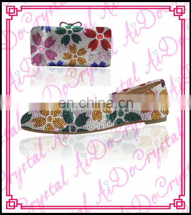 Aidocrystal handmade fashion lady italian shoes and bags to match women lady flat shoes wholesale 2015