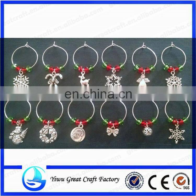Christmas Charm Pendants Enamel Christmas Party Wine Glass,Table Decorations