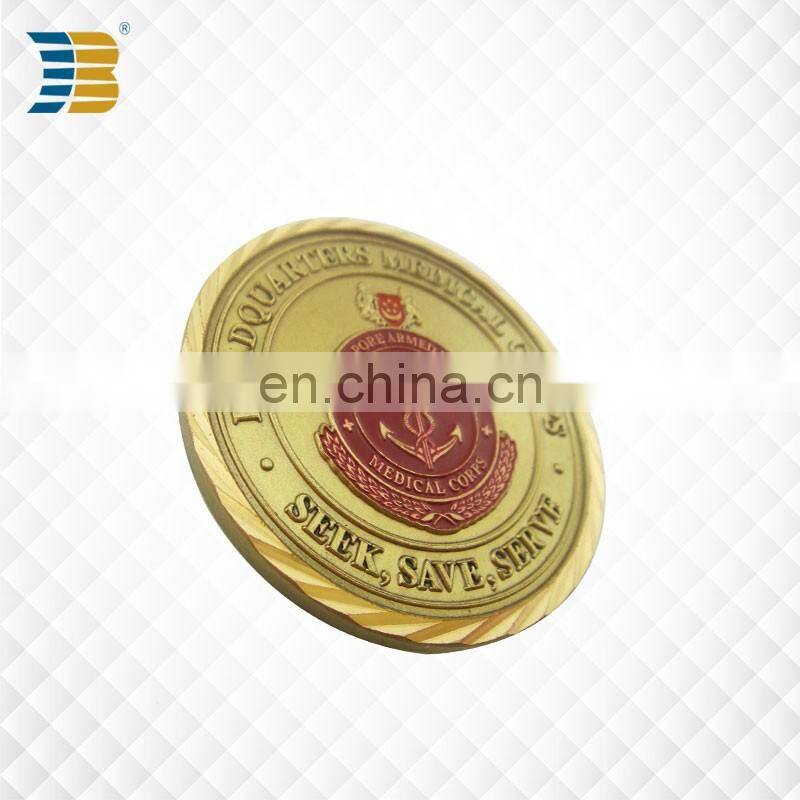 custom gold plating engraved souvenir coin for medical corps