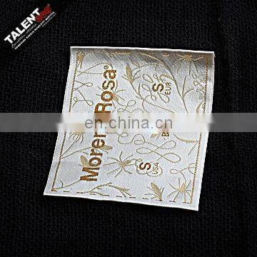 custom private design gold thread decoration woven labels for clothing