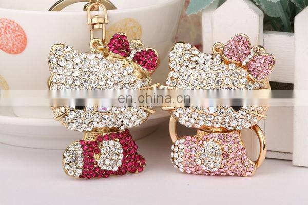 HOT PROMOTIONAL DELICATE GIFT CRYSTAL HELLO CAT MATCHING KEYCHAIN