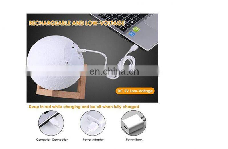 3D Printed plastic 16 Colors cordless RGB sensor motion LED Lunar Moon lamp