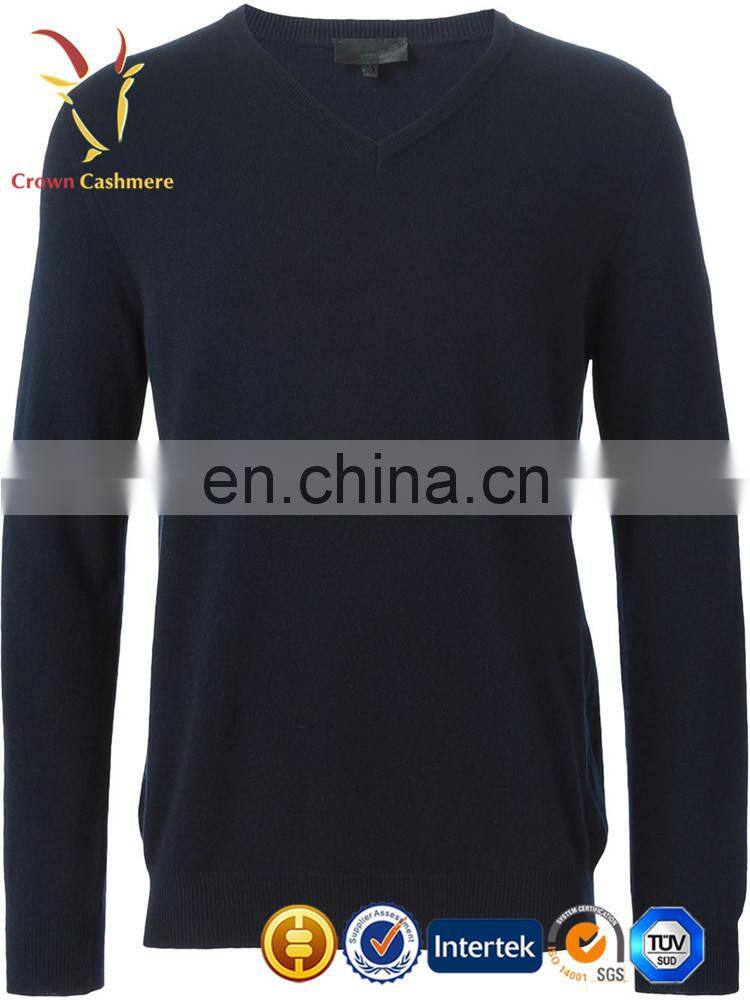 Navy men merino wool v neck pullover sweater