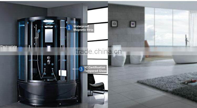 6mm Tempered Glass Sector Shape Steam Shower Room With Whirlpool Tub K-7075B