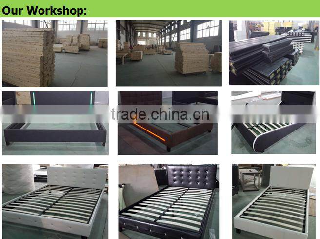 Modern Style Hot Sale Leather Bed Wood Double Bed Designs With Box