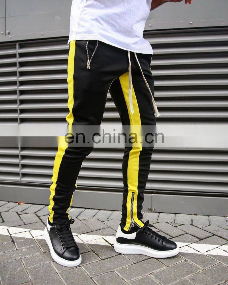 Summer drawstring trousers zipper double pocket long men's sports casual pants