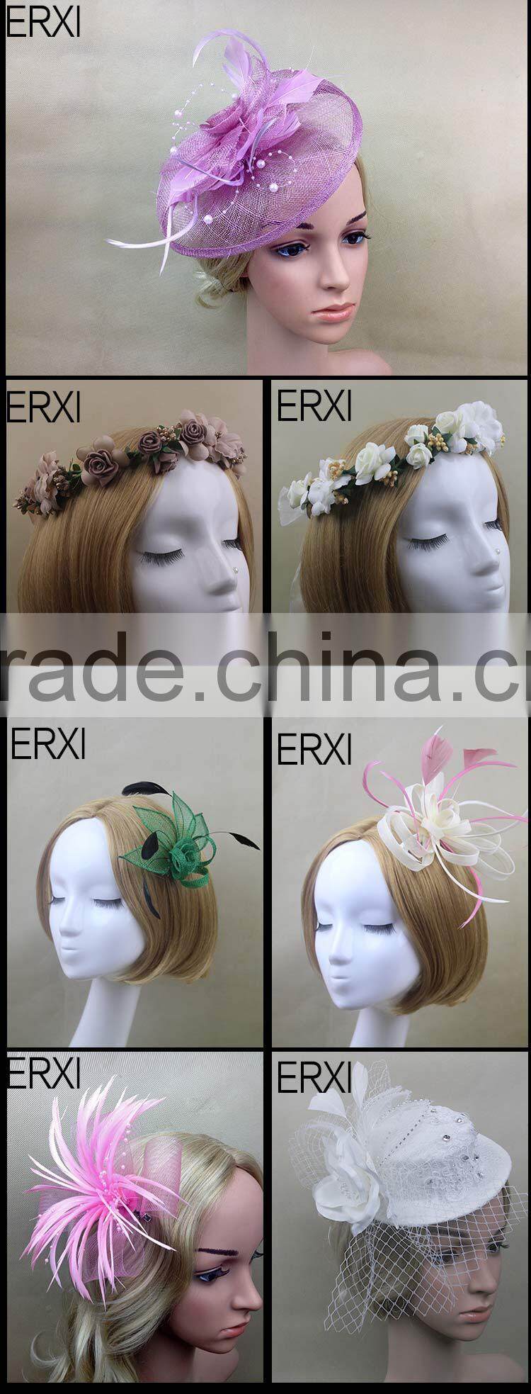 New Design Red Sinamay Base Fascinator Hat For Wedding Party