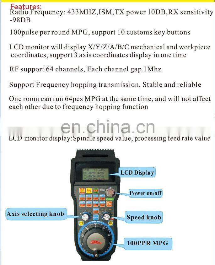 New Generation Mach3 4 Axis Wireless CNC Pendant Handwheel from XHC Factory