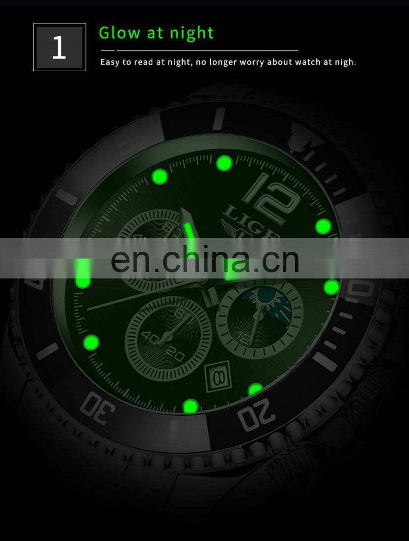 LIGE 8924 Quartz Watch For Men Sport Diver luxury men watch waterproof Date Clocks watches men