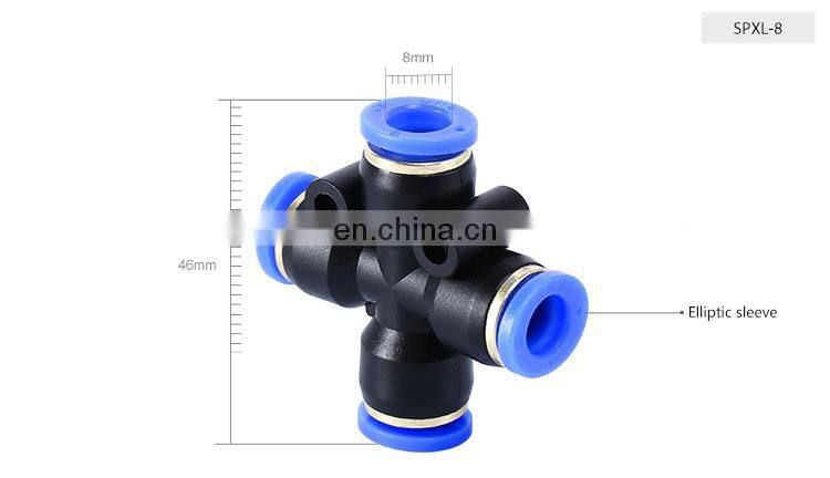 SNS SPXL Series pneumatic one touch quick connect 4 way plastic connector equal union cross air hose fitting