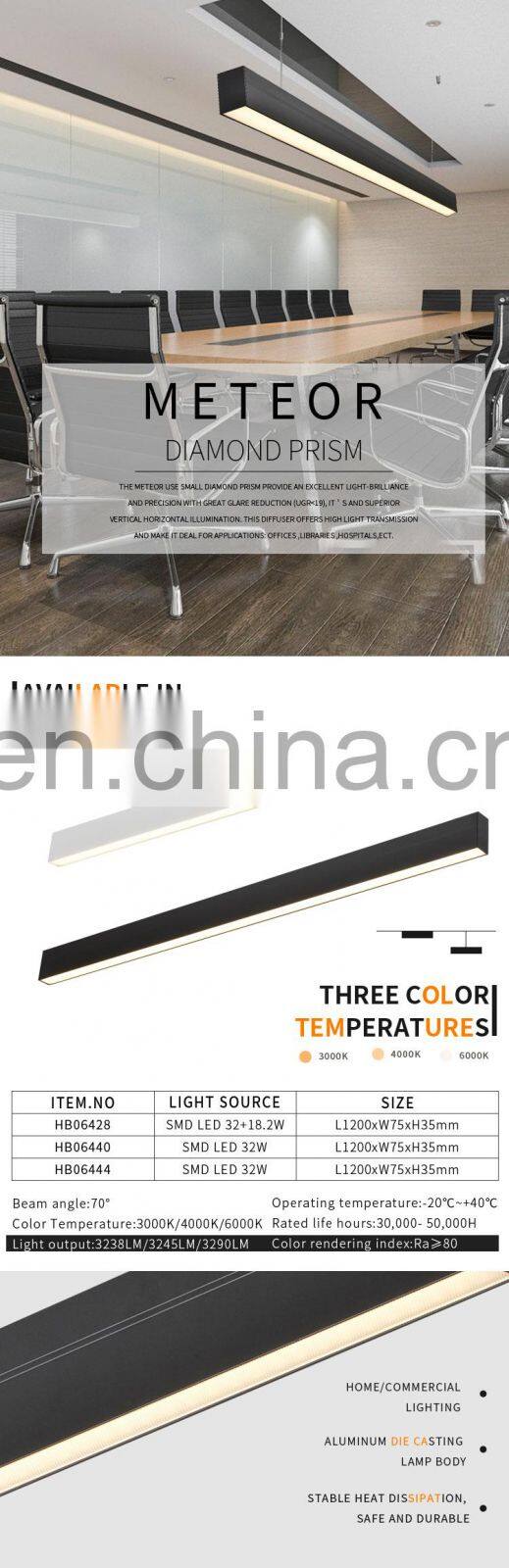 HUAYI High Quality Office Light 20w 30w 36w 50w Recessed Led Linear Light Trunking System Linear Supermarket Pendant Light