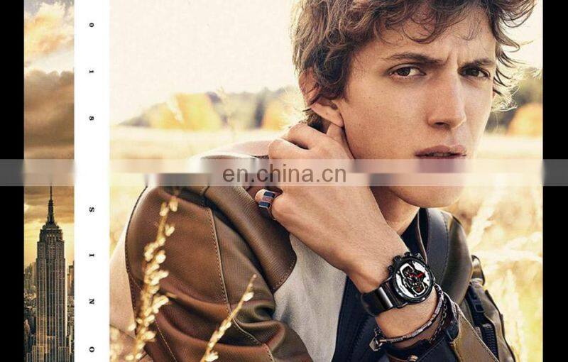 SINOBI Masculine Big Dial Wristwatch S9789G Silicone Band Black Chronograph Watch Multi Function Youth Men Watch