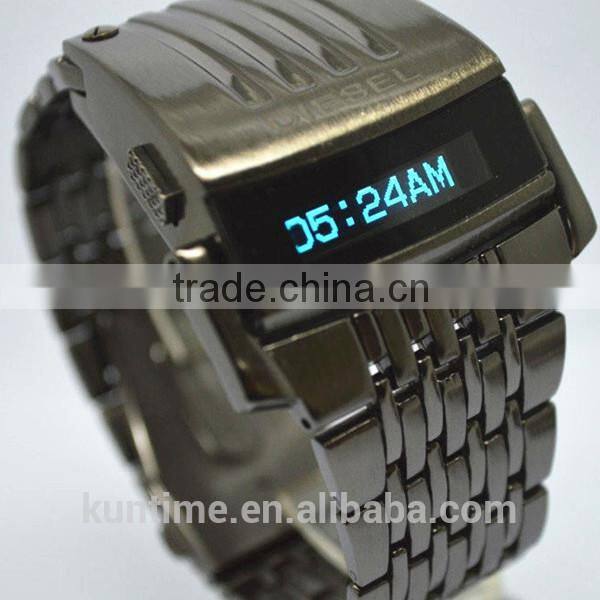 2014 machine cat head stainless steel back men watch digital LCD watch