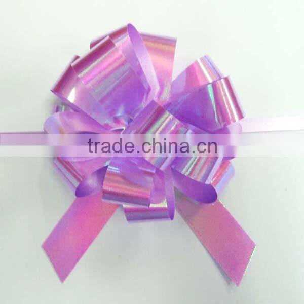 Modern Romantic and Charming Purple Satin Pom-Pom Butterfly Ribbon Pull Bow for Decoration