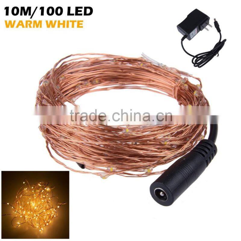 33Ft 100 LED Copper Wire string lights DC12V LED Fairy Lights for Outdoor Christmas Wedding Party Decor