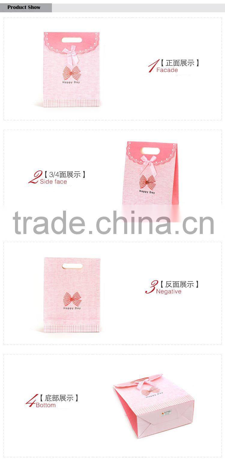 pink promotional button closure gift paper bag