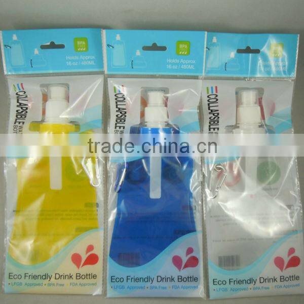 China factory custom foldable plastic drinking water bag with spout and hook